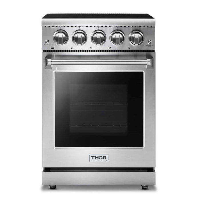 Thor Kitchen 3-Piece Appliance Package - 24-Inch Electric Range, French Door Refrigerator, and Dishwasher in Stainless Steel