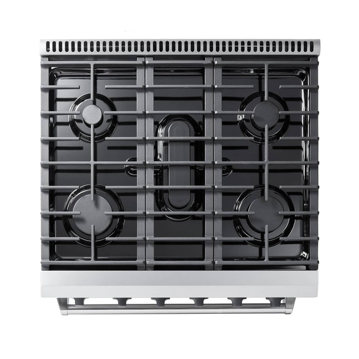 Thor Kitchen 2-Piece Appliance Package - 30-Inch Gas Range and Over-the-Range Microwave & Vent Hood in Stainless Steel