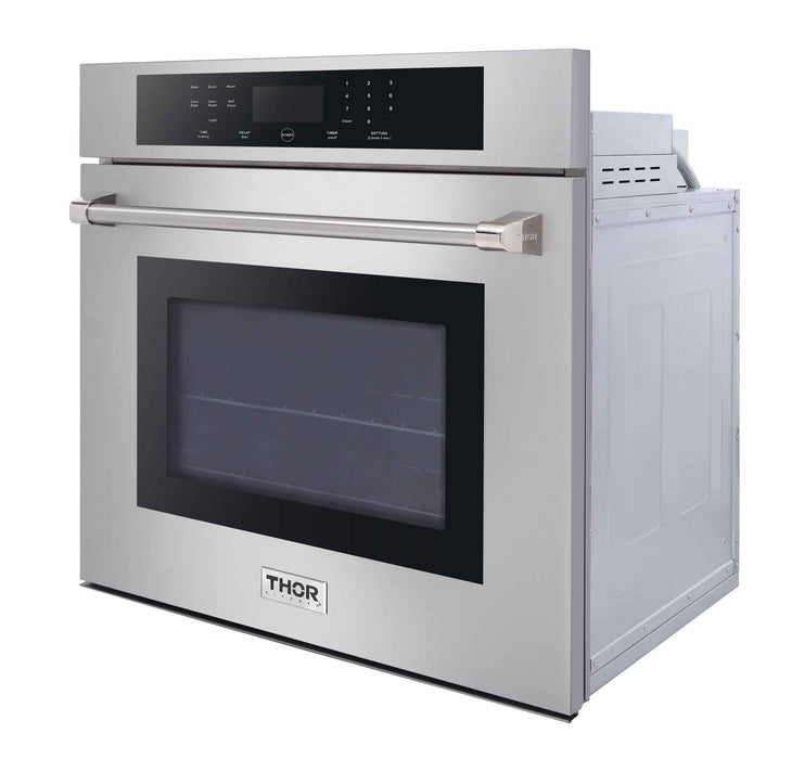 Thor Kitchen 3-Piece Appliance Package - 30-Inch Electric Wall Oven, Microwave with Air Fryer, and Warming Drawer in Stainless Steel