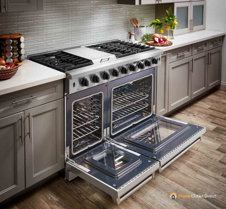 Thor Kitchen 48-Inch 6.8 cu. ft. Double Oven Gas Range in Stainless Steel (LRG4807U)