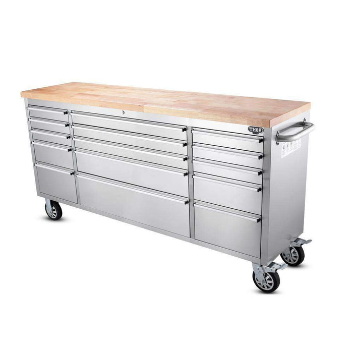 Thor Kitchen 72-Inch 15-Drawer Workbench, Stainless Steel (HTC7215M)